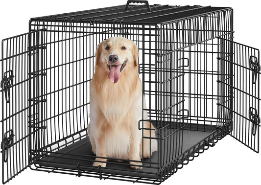 CanineChest 42-inch double door dog crate with divider, spacious and secure design ideal for training, travel, and creating a comfortable pet space