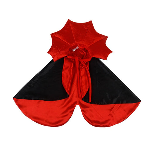 CanineChest black and red vampire cape costume for small dogs and cats, perfect for Halloween, masquerades, and festive photoshoots.