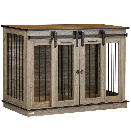 CanineChest Luxury Oak Dog Crate End Table, a stylish and functional pet crate that doubles as elegant furniture for the home.