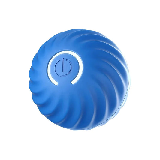 CanineChest blue Smart Dog Toy Ball, a USB-powered interactive toy for engaging playtime and mental stimulation for dogs and cats