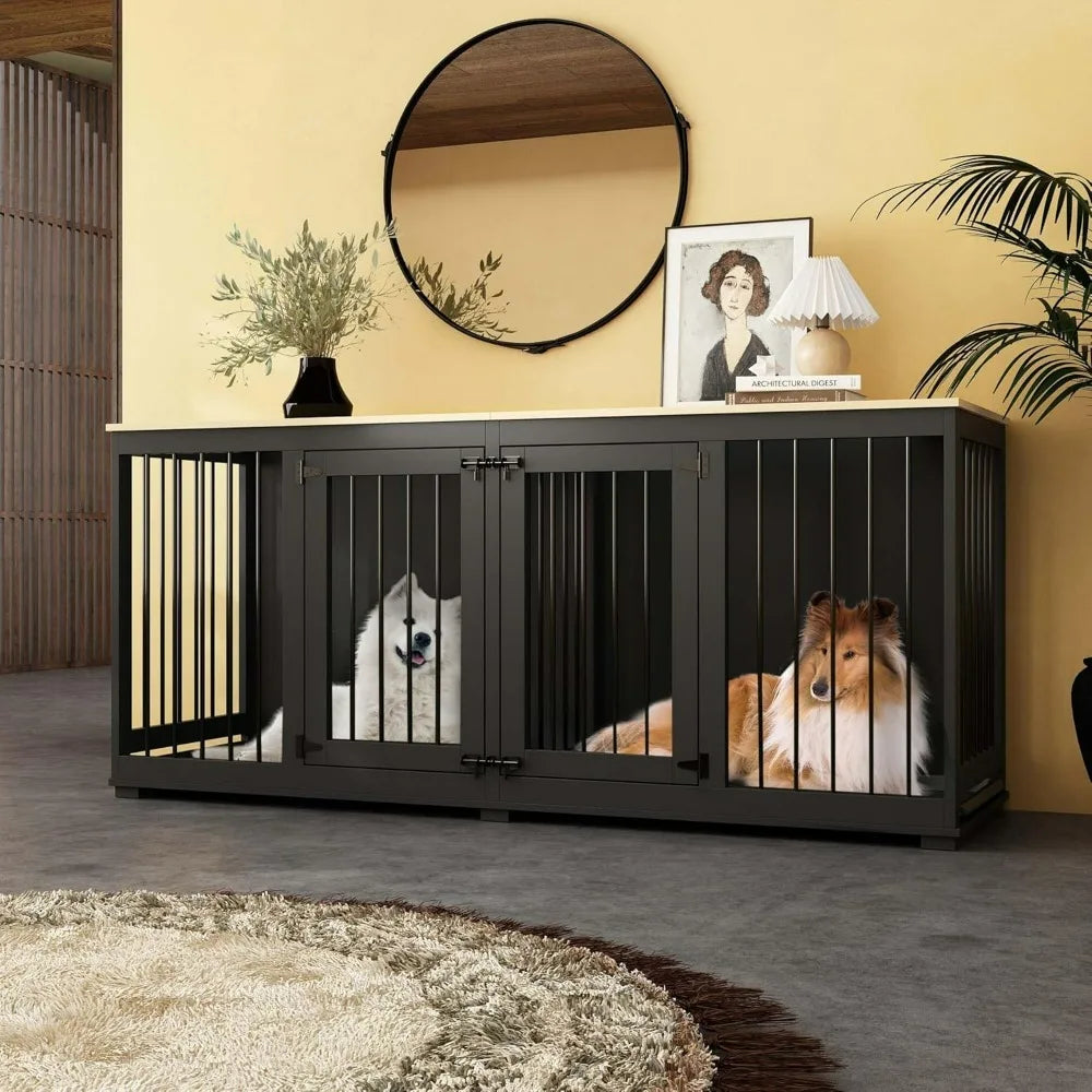 CanineChest-wooden-kennel-tray-divider
	•	Alt Text: “CanineChest wooden kennel with tray and removable divider, a functional pet crate designed for easy cleaning and adjustable space.